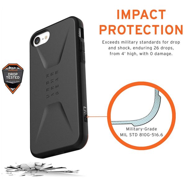 Civilian Backcover iPhone SE (2020) / 8 / 7 / 6(s) - Zwart - Zwart / Black