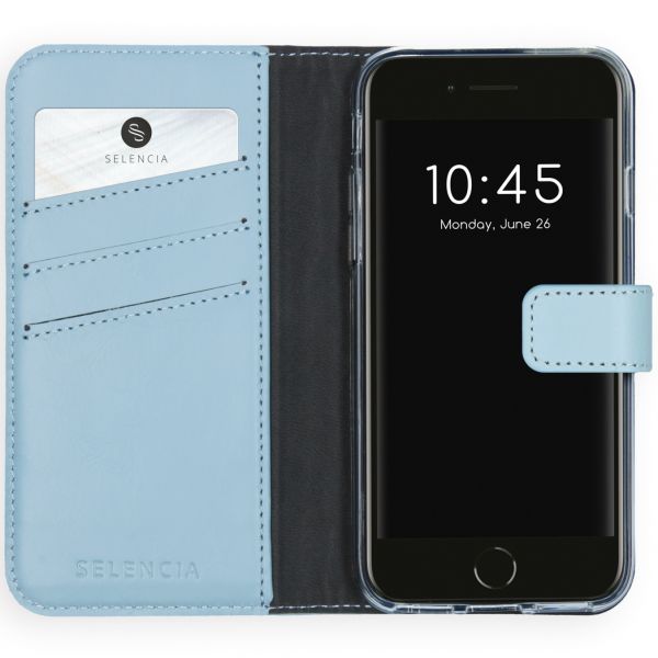 Echtleder Klapphülle Hellblau für das iPhone SE (2022 / 2020) / 8 / 7 / 6(s)