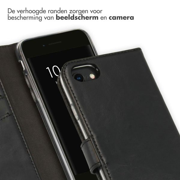Echtleder Klapphülle Schwarz für iPhone SE (2022 / 2020) / 8 / 7 / 6(s)