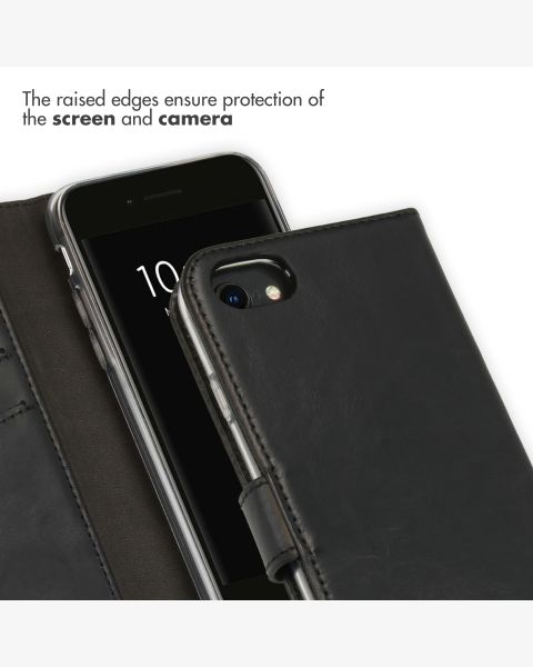 Echtleder Klapphülle Schwarz für iPhone SE (2022 / 2020) / 8 / 7 / 6(s)