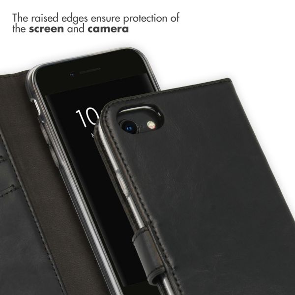 Echtleder Klapphülle Schwarz für iPhone SE (2022 / 2020) / 8 / 7 / 6(s)