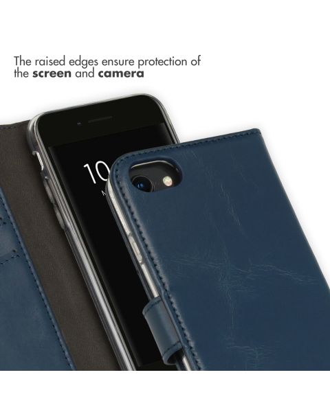 Echtleder Klapphülle Blau für das iPhone SE (2022 / 2020) / 8 / 7 / 6(s)
