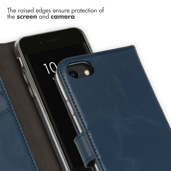 Echtleder Klapphülle Blau für das iPhone SE (2022 / 2020) / 8 / 7 / 6(s)