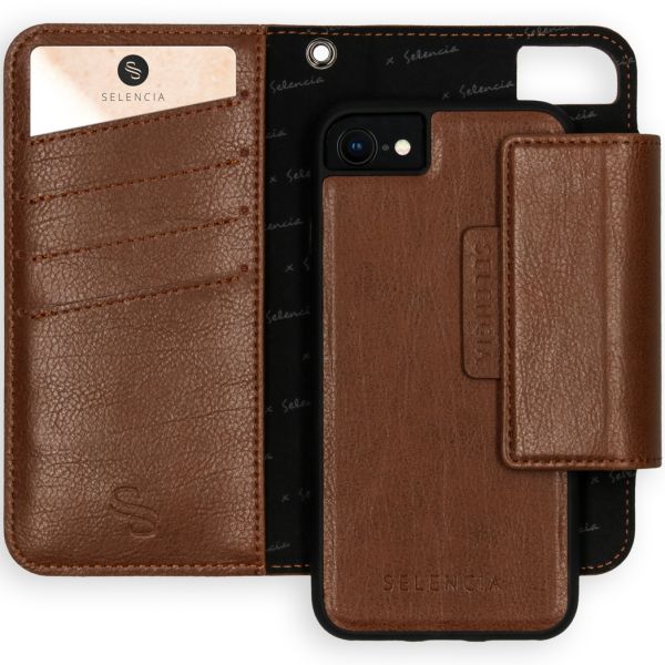 Uitneembare Vegan Lederen Bookcase iPhone SE (2020) / 8/7/6s - Bruin / Brown