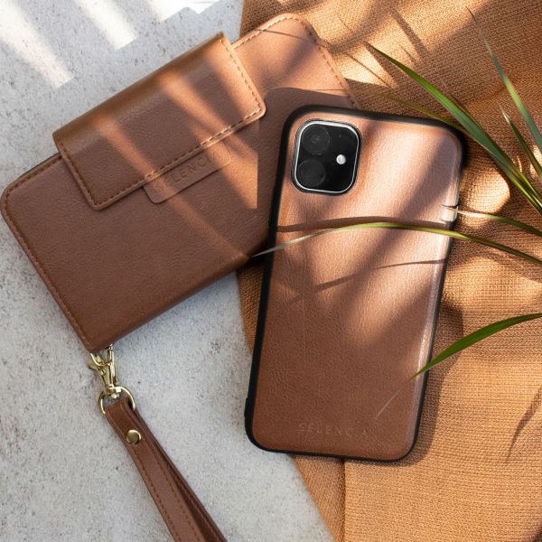 Uitneembare Vegan Lederen Bookcase iPhone SE (2020) / 8/7/6s - Bruin / Brown