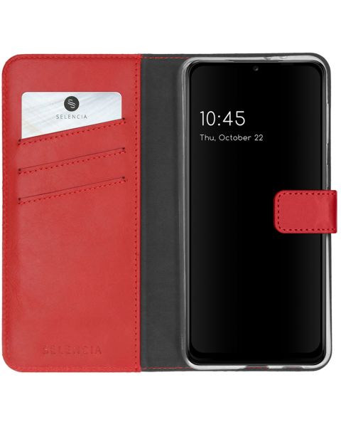 Selencia Echt Lederen Bookcase Samsung Galaxy A22 (5G) - Rood / Rot / Red