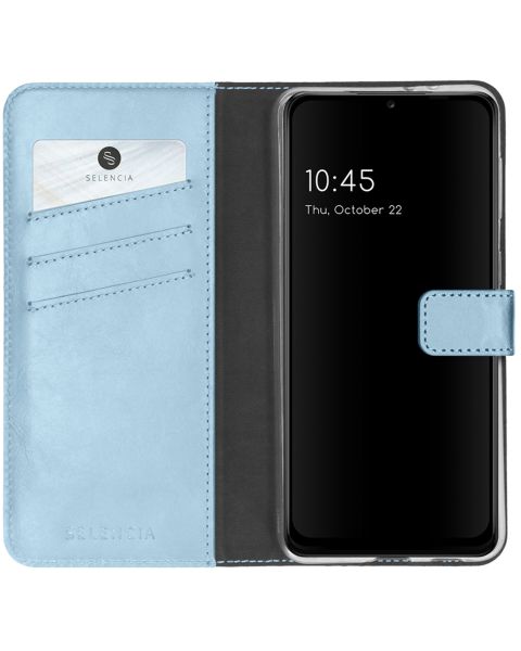Echtleder Klapphülle für das Samsung Galaxy A22 (5G) - Hellblau