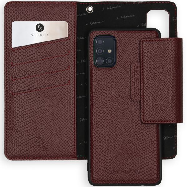 Selencia 2-in-1 Uitneembare Slang Bookcase Galaxy A51 - Donkerrood / Dunkelrot / Dark Red