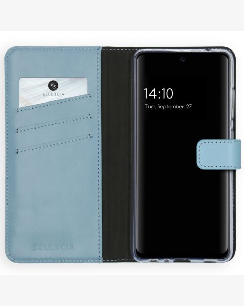 Selencia Echt Lederen Bookcase Samsung Galaxy A52(s) (5G/4G) -Lichtblauw / Hellblau / Light Blue