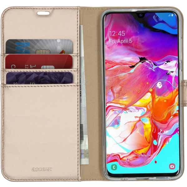 Accezz Wallet Softcase Bookcase Samsung Galaxy A70 - Goud / Gold