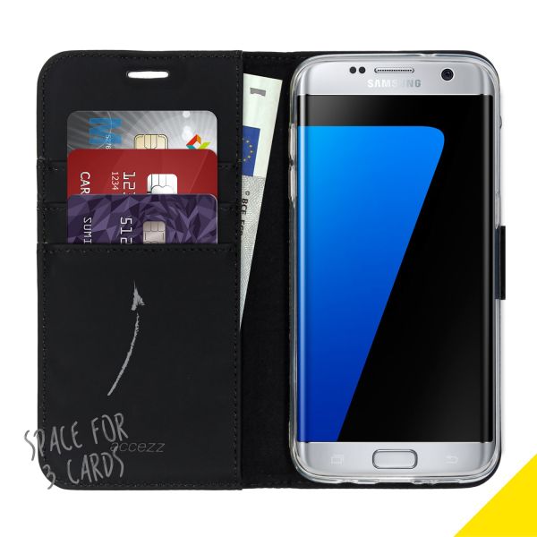 Wallet TPU Klapphülle für das Samsung Galaxy S7 Edge - Schwarz
