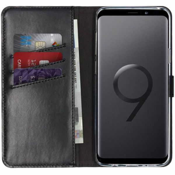 Echtleder Klapphülle Schwarz für Samsung Galaxy S9 Plus