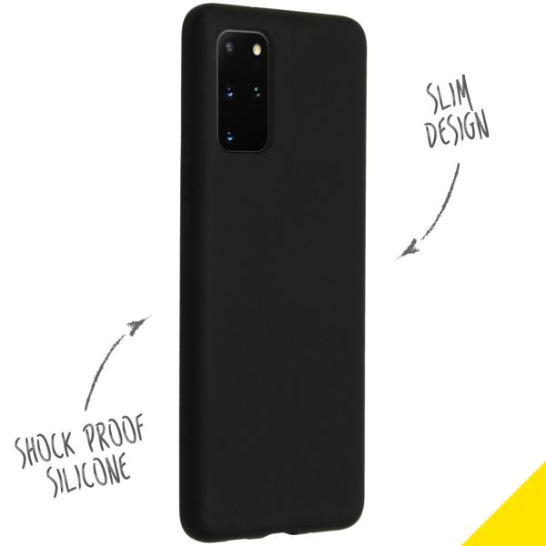 Accezz Liquid Silicone Backcover Samsung Galaxy S20 Plus - Zwart / Schwarz / Black