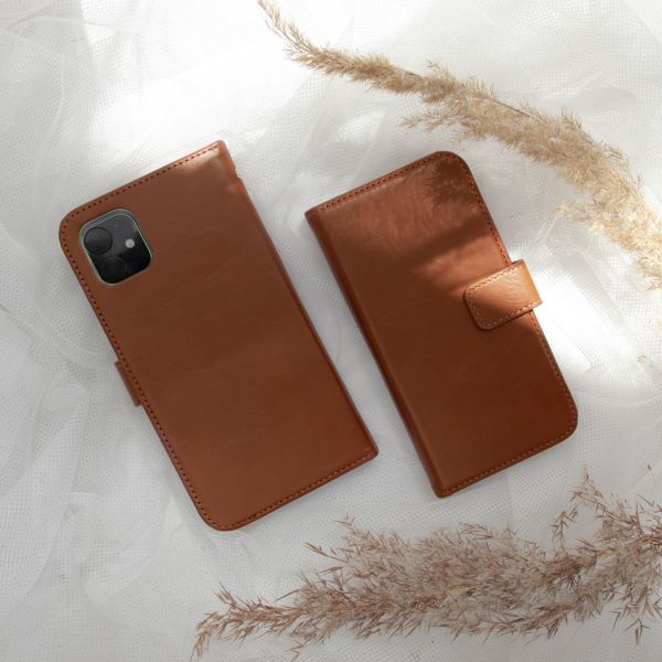 Samsung Galaxy S21 FE Hülle Echtleder Klapphülle  - Hellbraun