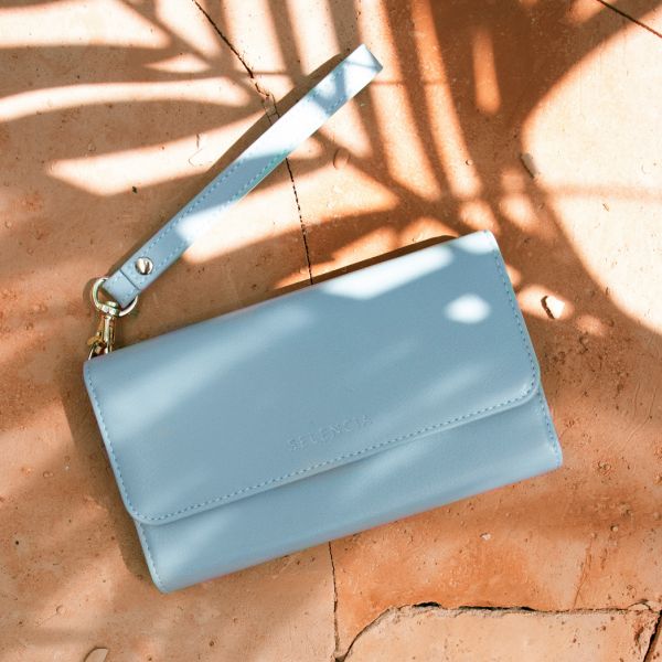 Selencia Uitneembare Vegan Lederen Clutch Galaxy S21 - Blauw / Blau / Blue