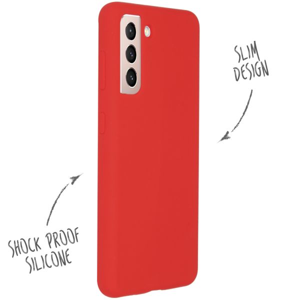 Accezz Liquid Silicone Backcover Samsung Galaxy S21 - Rood / Rot / Red