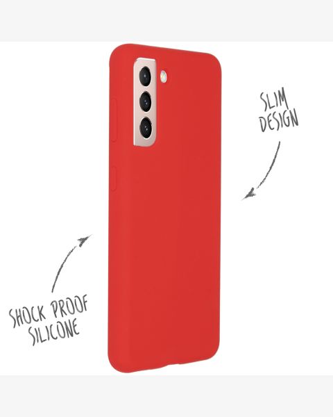 Accezz Liquid Silicone Backcover Samsung Galaxy S21 - Rood / Rot / Red
