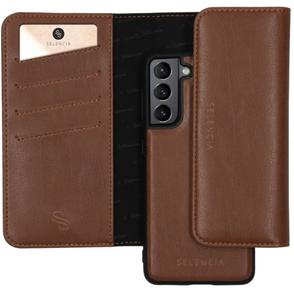 Selencia Uitneembare Vegan Lederen Clutch Galaxy S21 Plus - Bruin / Braun  / Brown