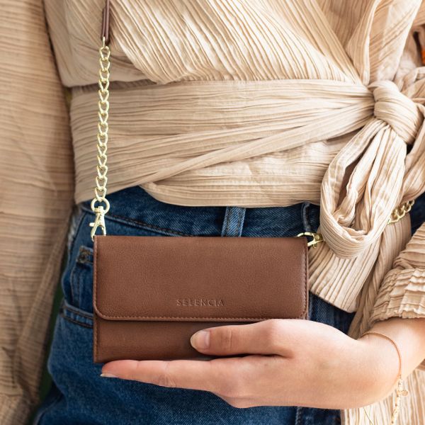 Selencia Uitneembare Vegan Lederen Clutch Galaxy S21 Plus - Bruin / Braun  / Brown