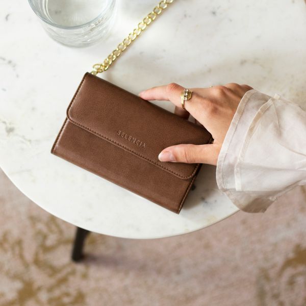 Selencia Uitneembare Vegan Lederen Clutch Galaxy S21 Plus - Bruin / Braun  / Brown