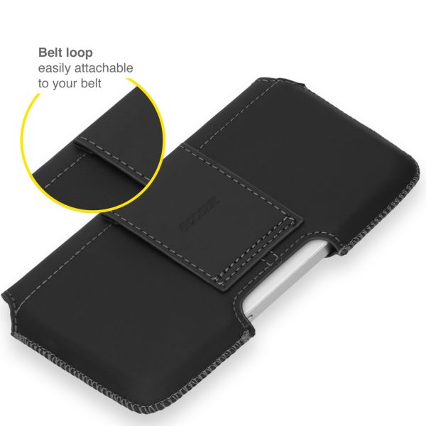 Accezz Real Leather Belt Case - Maat L - Zwart / Schwarz / Black