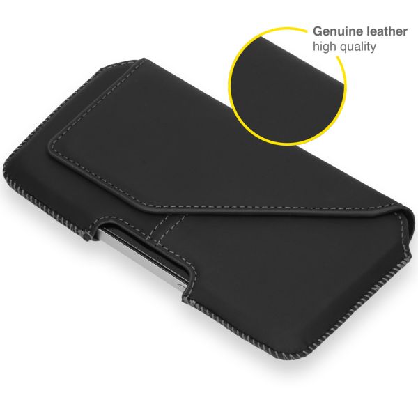 Accezz Real Leather Belt Case - Maat L - Zwart / Schwarz / Black