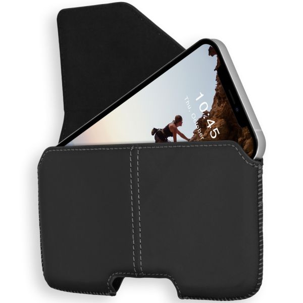 Accezz Real Leather Belt Case - Maat L - Zwart / Schwarz / Black
