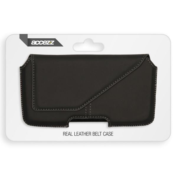 Accezz Real Leather Belt Case - Maat L - Zwart / Schwarz / Black