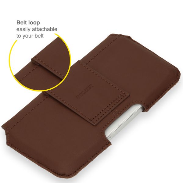 Accezz Real Leather Belt Case - Maat L - Bruin / Braun  / Brown