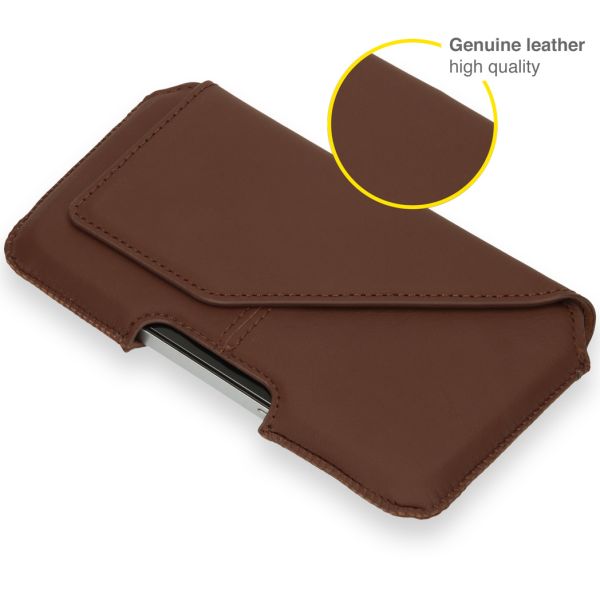 Accezz Real Leather Belt Case - Maat L - Bruin / Braun  / Brown