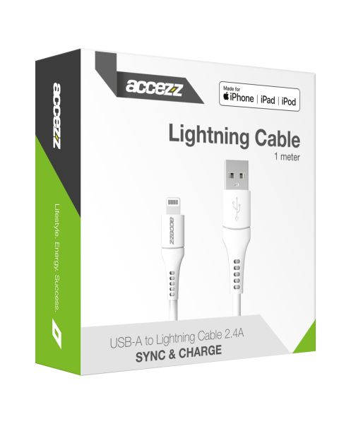MFI-zertifiziertes Lightning-auf-USB-Kabel - 1 Meter - Weiß