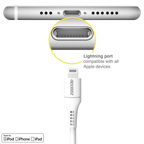 MFI-zertifiziertes Lightning- auf USB-Kabel - 2 m - Weiß