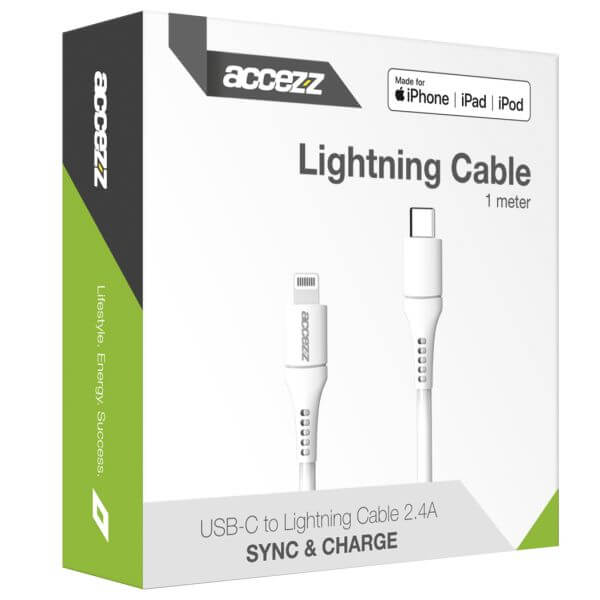 MFI-zertifiziertes Lightning- auf USB-C-Kabel - 1 m - Weiß