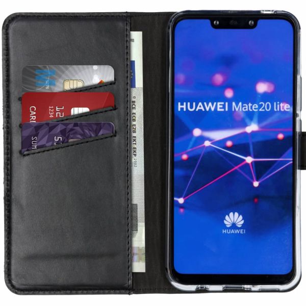 Echtleder Klapphülle Schwarz für das Huawei Mate 20 Lite