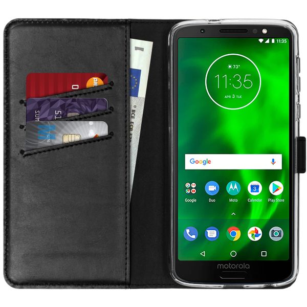 Echtleder Klapphülle für das Motorola Moto G6 Plus - Schwarz
