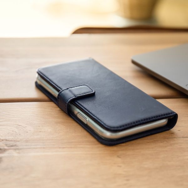 Echt Lederen Booktype OnePlus 7 - Donkerblauw - Donkerblauw / Dark Blue