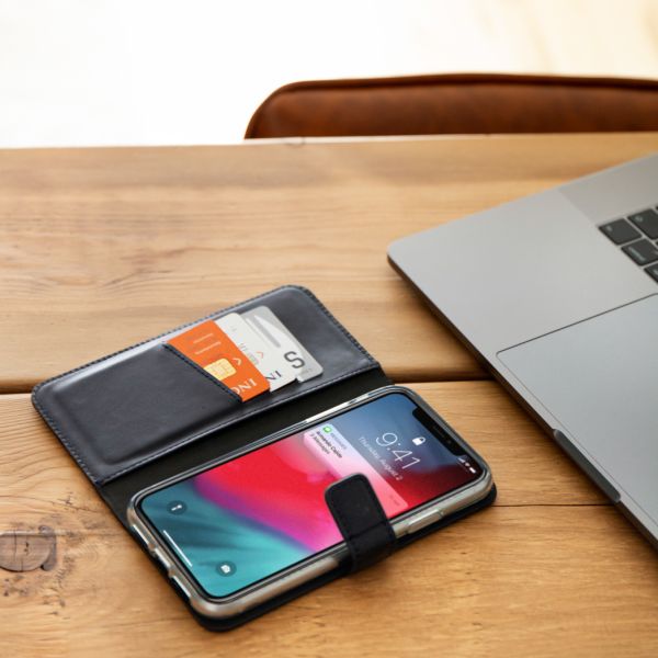 Echt Lederen Booktype OnePlus 7 - Donkerblauw - Donkerblauw / Dark Blue