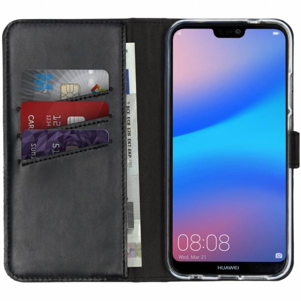 Echtleder Klapphülle Schwarz für Huawei P20 Lite