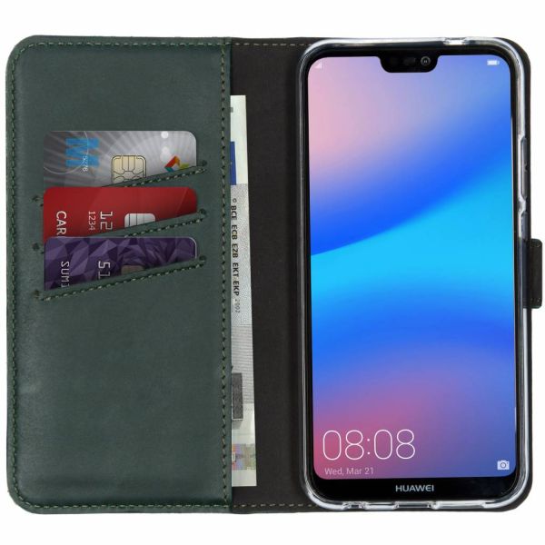 Echtleder Klapphülle Grün für Huawei P20 Lite