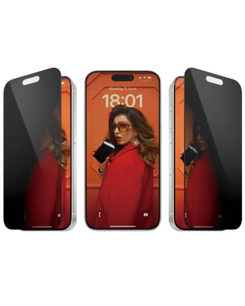 Ultra Wide Fit Antibakterieller Screen Protector mit Sichtschutz inkl. Applikator für das iPhone 15 Pro