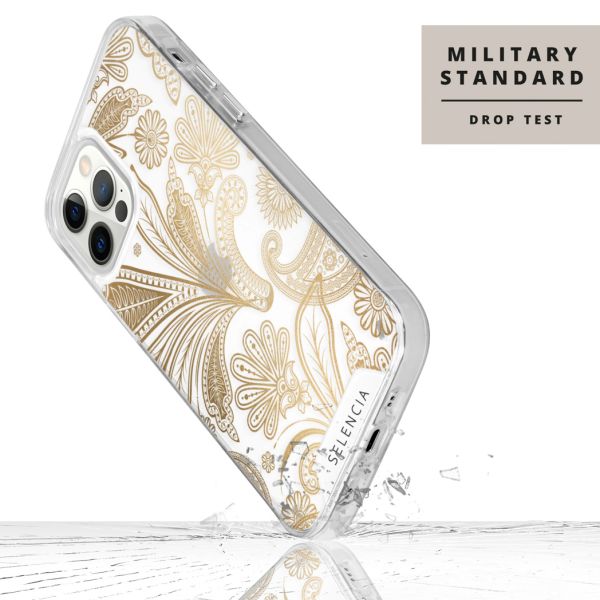 Fashion Extra Beschermende Backcover iPhone 12 (Pro) - Paisley Gold