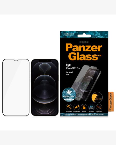 PanzerGlass Case Friendly Screenprotector iPhone 12 (Pro) - Zwart / Schwarz / Black