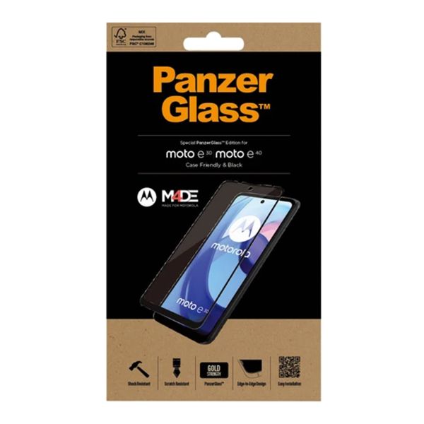 PanzerGlass Case Friendly Screenprotector Motorola Moto E30 / E40 - Zwart