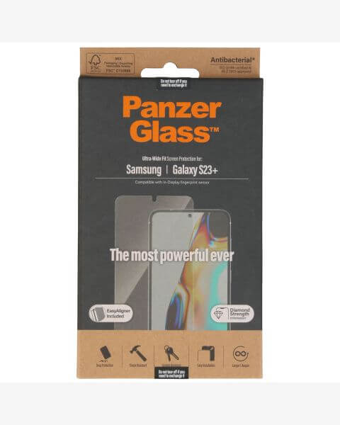 Ultra-Wide Fit Antibakterieller Displayschutz mit Applikator für das Samsung Galaxy S23 Plus - Schwarz