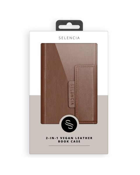 Selencia 2-in-1 Uitneembare Vegan Lederen Bookcase iPhone 13 - Bruin / Braun  / Brown