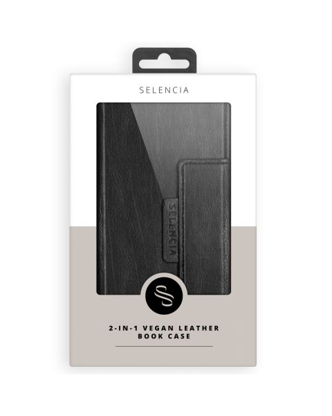 Selencia 2-in-1 Uitneembare Vegan Lederen Bookcase iPhone 13 Pro - Zwart / Schwarz / Black