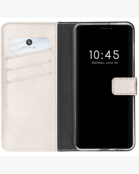 Selencia Echt Lederen Bookcase iPhone 13 Pro Max - Lichtgrijs / Hellgrau    / Light Gray