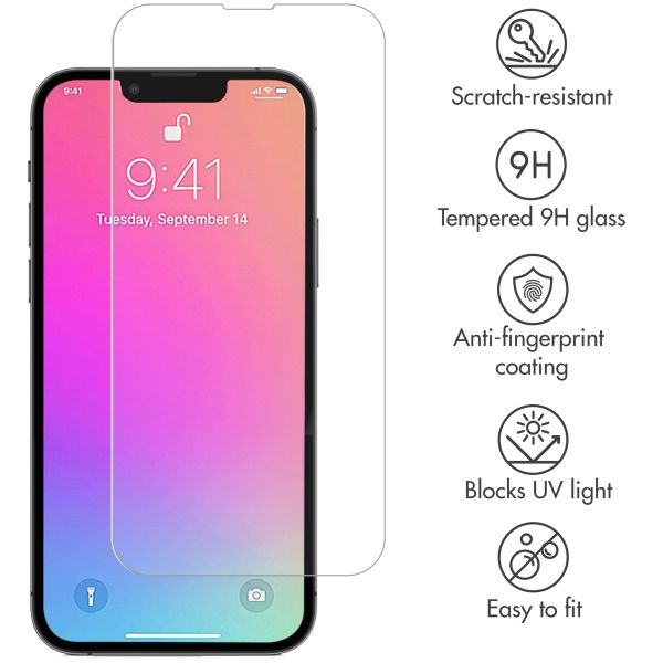 Displayschutz aus gehärtetem Glas für das iPhone 13 / 13 Pro / 14