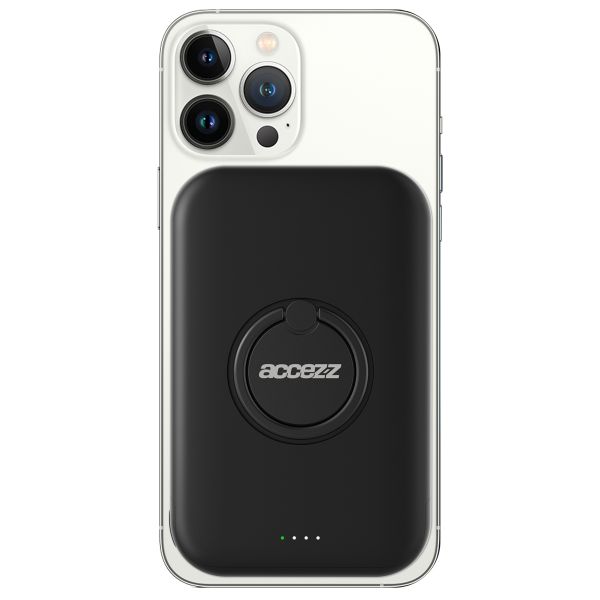 Accezz MagSafe Powerbank - 5000 mAh - Draadloze powerbank met ringhouder - Zwart