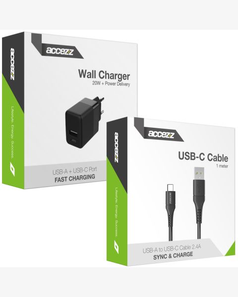 Wand-Ladegerät mit USB-C- auf USB-Kabel - Ladegerät - 20 Watt - 1 m - Schwarz